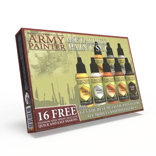 The Army Painter Warpaints Metallics Lackset inkl. 8 Farben und 16 Edelstahl Mischkugeln (g.P. 1L=172.92€)